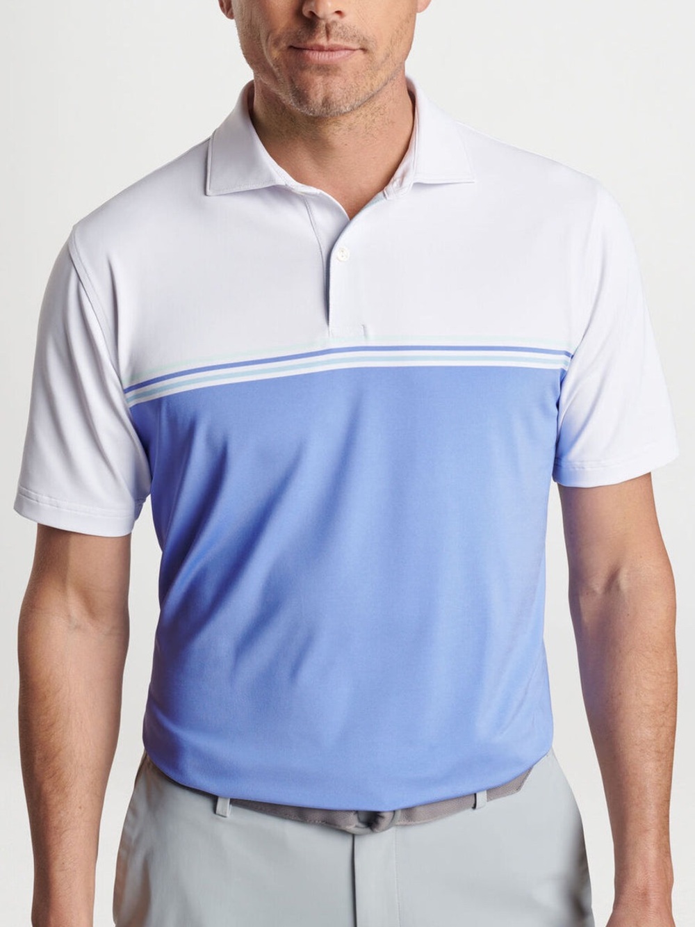 Peter Millar White Holland Performance Jersey Polo MF24XK09E Men's Size Small